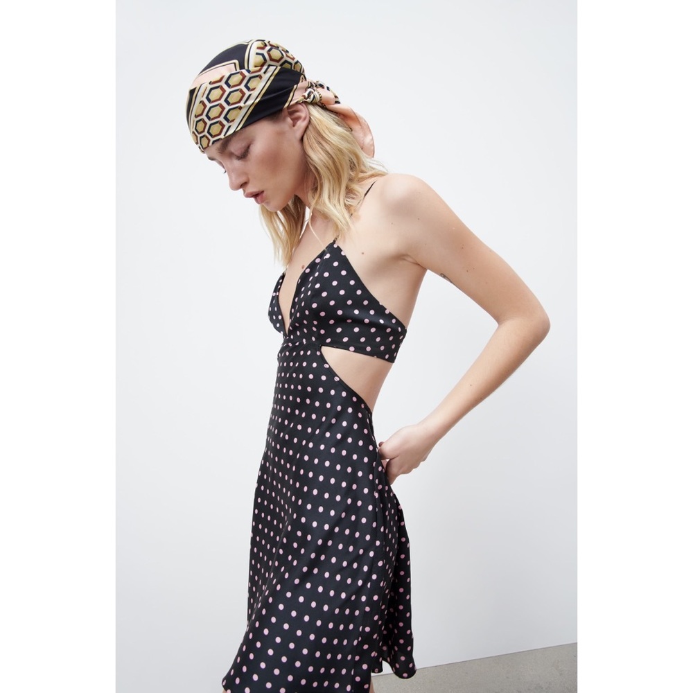 ZARA POLKA DOT CUT OUT MINI DRESS